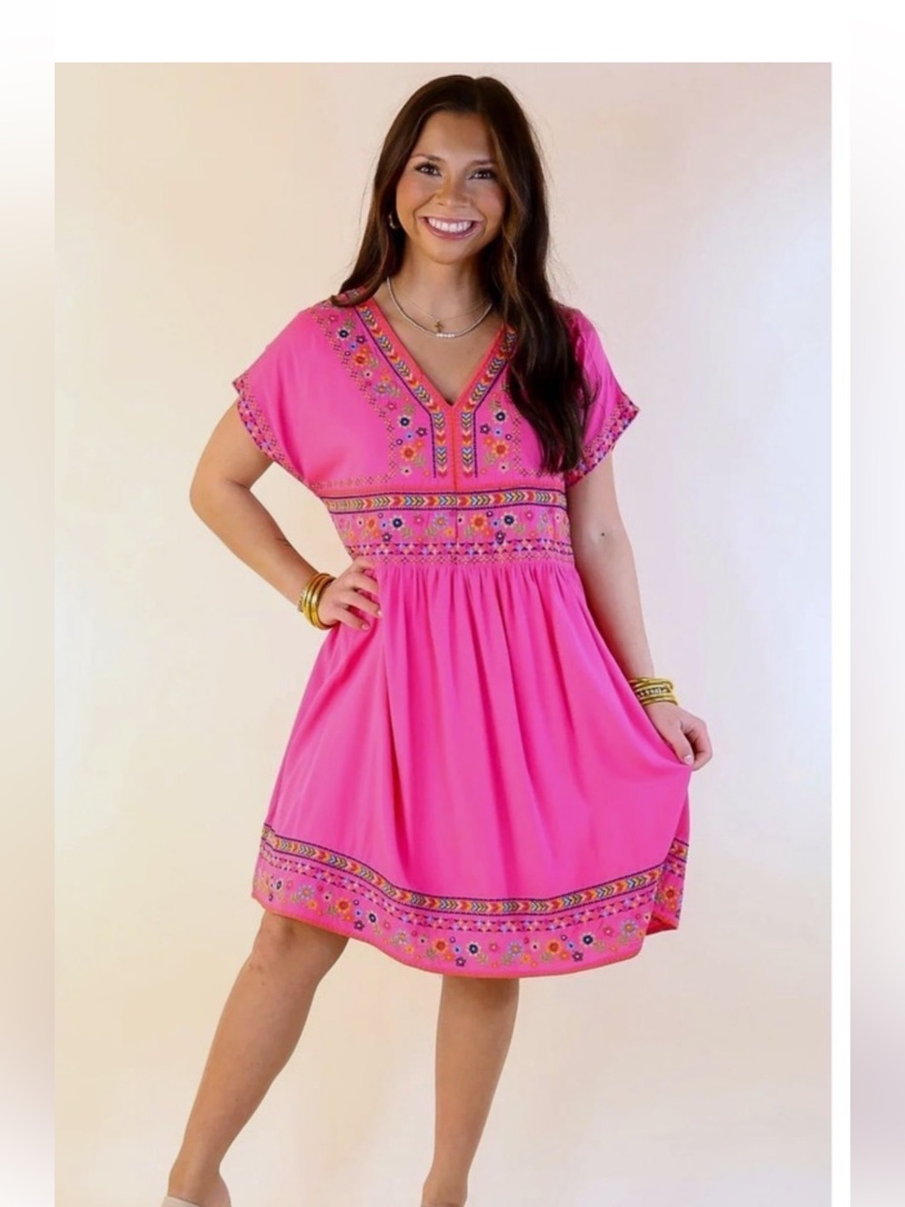 Savanna Jane Embroidered Short Sleeve Dress Size 3 x Women